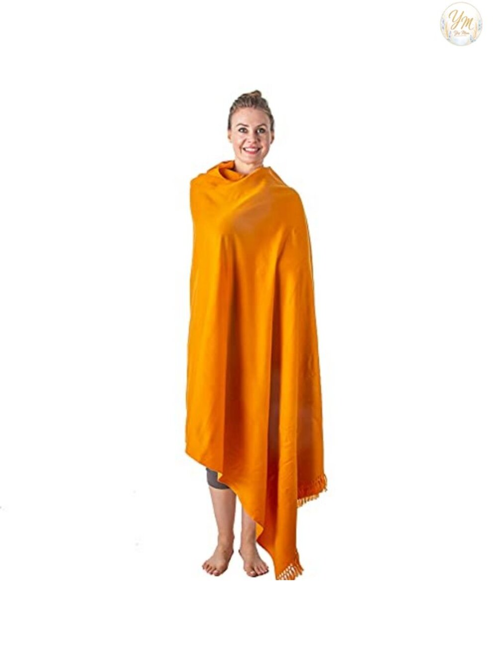 Wool Blend Oversize Meditation Shawl - Yoga Prayer Wrap, Unisex, Large